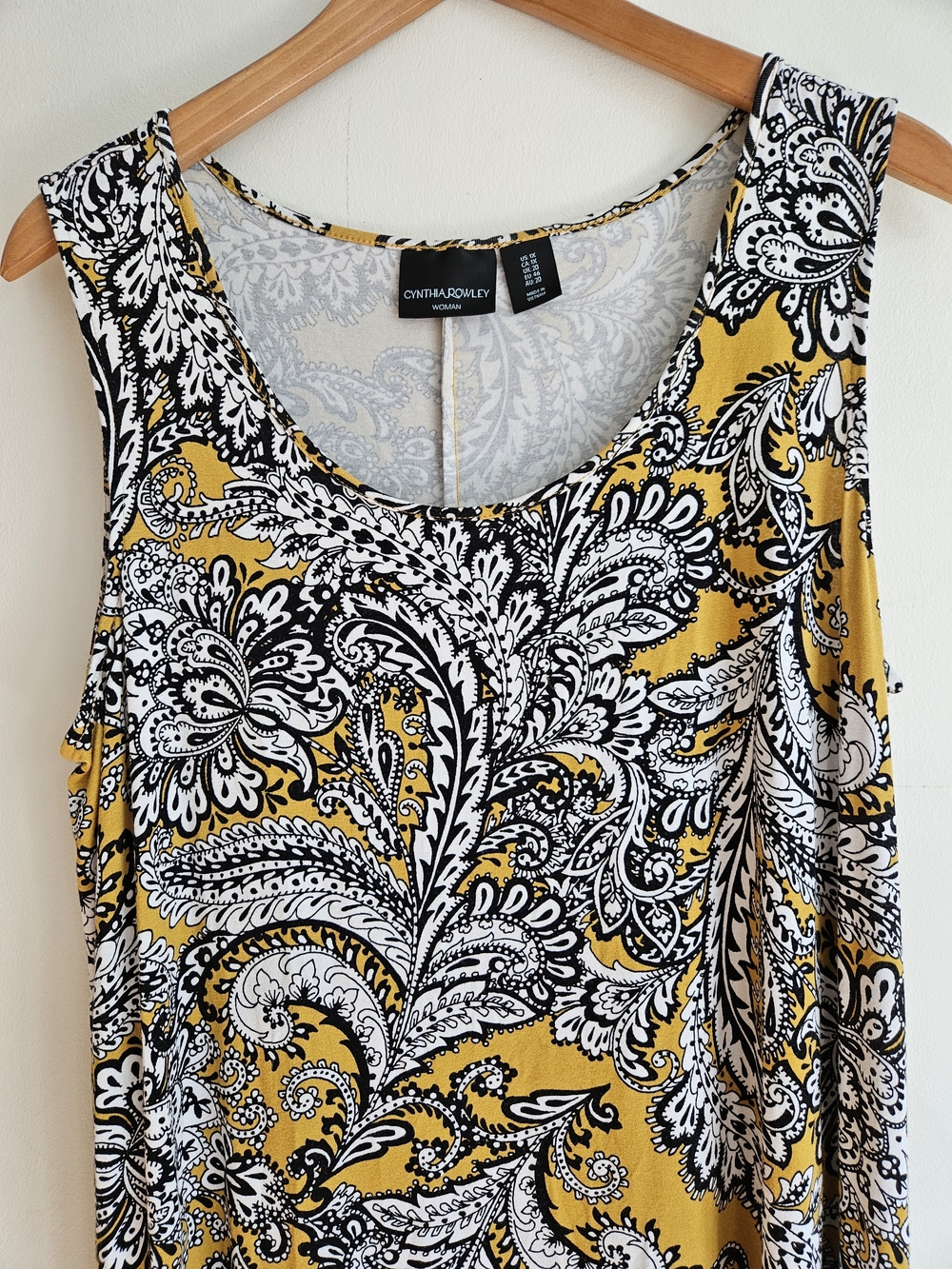 Cynthia Rowley Women's Yellow Paisley Scoop Neck Tank
